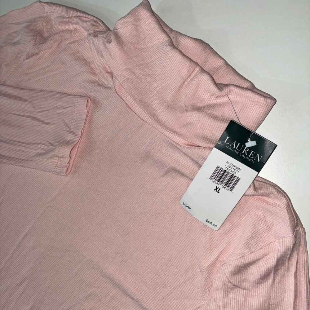 Lauren Ralph Lauren Pale Rose Ribbed Turtleneck Sweater Women's XL NWT Flaw